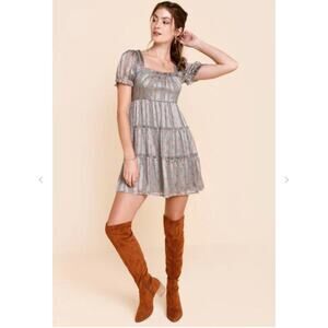 Trixxi by Francesca Sage Carissa Satin Panel Swing Floral Print Mini Dress Sz M